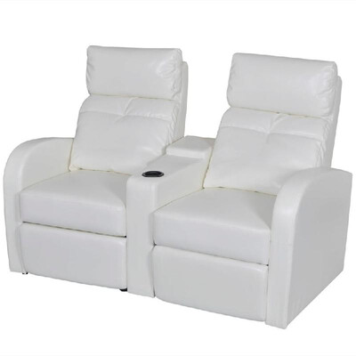 

Artificial Leather Home Cinema Recliner Reclining Sofa 2-seat White