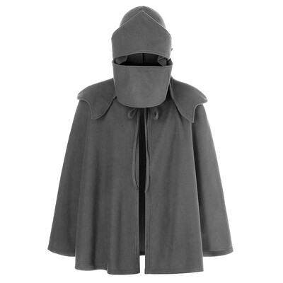 

Toponeto Men Pure Color Mask Irregular Patchwork Loose Bat Sleeves Hooded Retro Cape Coat