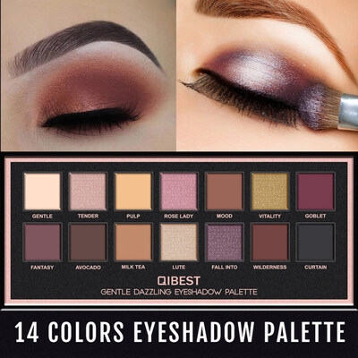 

14 Colors Shimmers Pearlescent Eyeshadow Palette Glitter Pigment Matte Makeup