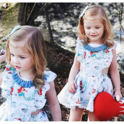 

Pretty Toddler Infant Kids Girls Mermaid Backless Summer Cartoon Dress Sundress