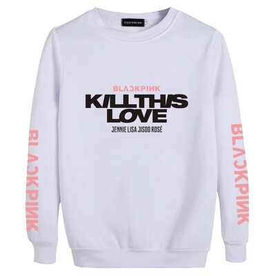 

Trendy BLACKPINK KILL THIS LOVE Album Letter Print HoodieSweatshirt Woman Pullover Sudadera Mujer -XL