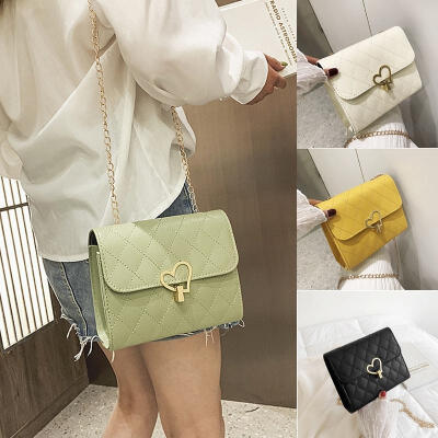 

Women Lingge peach heart lock chain square PU Shoulder bag Crossbody Hand Bag AU