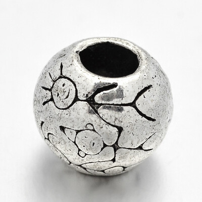 

Tibetan Style Large Hole European Beads Rondelle with Human Pattern Lead Free & Nickel Free Antique Silver 11x10mm