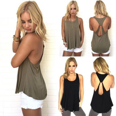 

US Women&39s Summer Sleeveless Vest Tank Tops Blouse Tee Summer Casual T-shirt