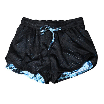 

Women Exercise Train Fitness Casual Shorts Female Girls Drawstring Mid-Waist Mesh Patchwork Comfort Breathable Boyshorts
