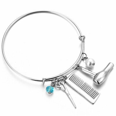 

Creative Jewelry Barber Shop Hair Dryer Scissor Comb Pendants Bangles Bracelets Hair Dresser Present Wristlet Circlet