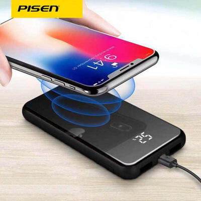 

Universal Wireless Charging Station 8000mAh Dual USB Ports Portable Power Bank