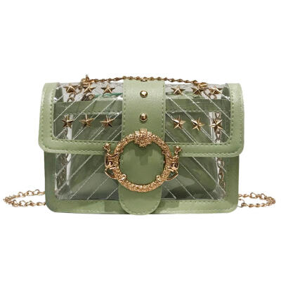 

2pcsset Stars Rivet Shoulder Handbags Clutch Women Clear Crossbody Bags
