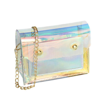 

Laser Small Shoulder Handbags Women Clear PVC Chain Casual Messenger Bags