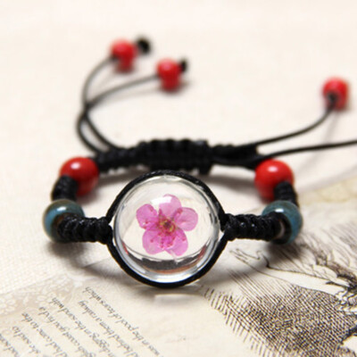 

Dried Flower Bracelet For Womens Jewelry Cherry blossom Life time gem Hand-knitted national Accessories