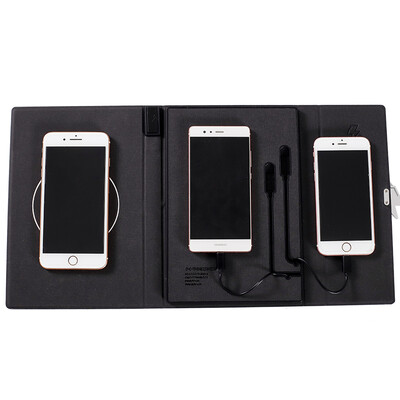 

Letter TRNFA TN-DY6696 mysterious black technology power notebook lightning standard fast charge notebook carefully with electricity 16G USB flash drive 1W mAh wireless charging gift box
