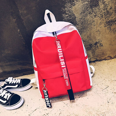 

fashion 2019 Women Lightweight Casual Zipper Color Letter Waterproof Backpack Daypack Travel Outdoor Work College Bag