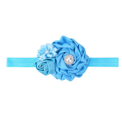 

Baby Girl Pearl Rhinestones Flower Headbands Newborn Elastic Hairbands Gift