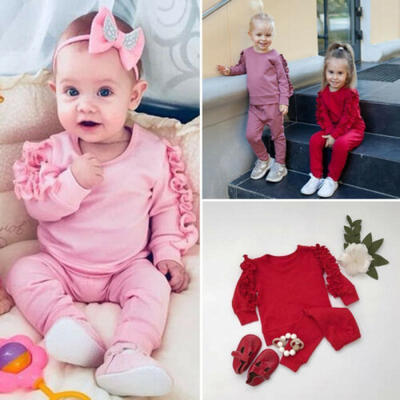 

US Kid Baby Girl Clothes Long Sleeve Ruffle Tops Leggings Pants Outfit Tracksuit