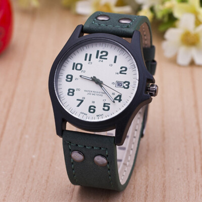 

New casual imitation leather calendar quartz watch mens military table selling