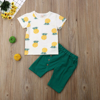 

Baby Boy Girl Toddler Summer 2PCS Clothes Fruit Pineapple Print TopsShorts Set