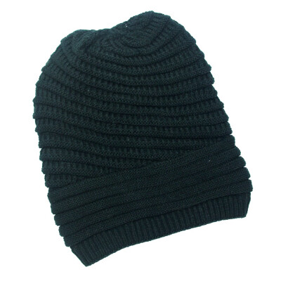 

Autumn Winter Hat Striped Knit Wool Hat Unisex Women Men Hedging Cap Solid Color Outdoor Warm Woolen Knitted Fold Hat