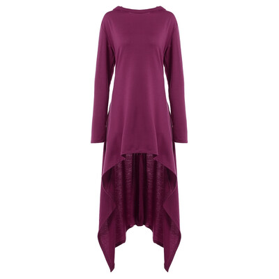 

High Low Hooded Dress with Long Sleeves