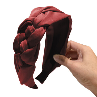 

Solid Color Ladies Kawaii Hairband Headwear Women Twist Side Knot Wide-brimmed Headband