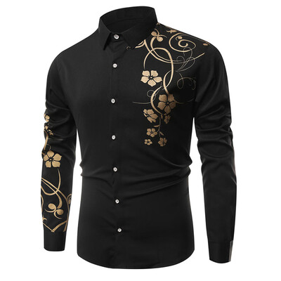 

Men\s Autumn Long Sleeve Large Size Casual Print Shirt