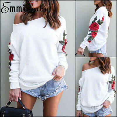 

Women One Shoulder Hoodie Sweatshirt Long Sleeve Sweater Jumper Pullover Tops