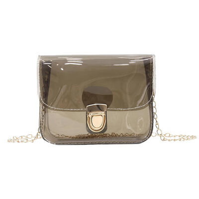 

Solid Color Clear Jelly Shoulder Handbags PVC Women Chain Crossbody Bags
