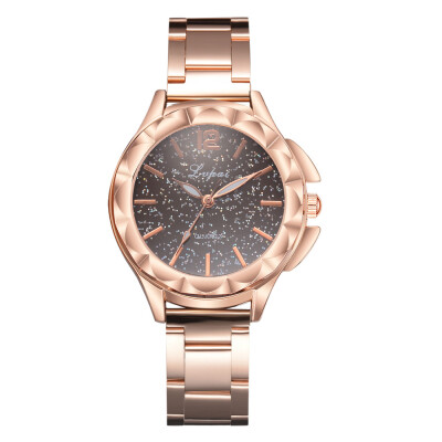 

Fashion Womens Watches Rose Gold Irregular Disc Luxury Starry Sky Ladies Quartz Wristwatch Alloy Strap Clock Zegarki Damskie