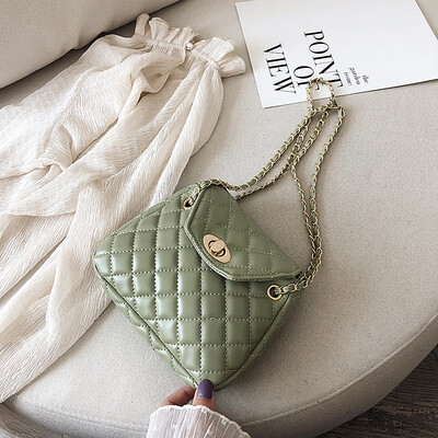 

Chic casual temperament wild Messenger bag Saddle bag 2019 new Korean fashion simple rhombic chain shoulder bag