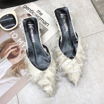 

Chic slippers female outside wearing Korean version of the hundred-to-let womens shoes bag head thick heel half-dragging fashion