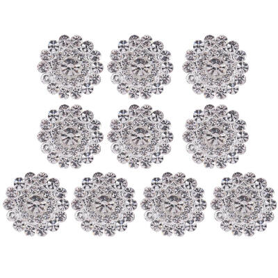 

10pcs Silver Full Irregular Rhinestone Round Ribbon Slider Wedding Buckles