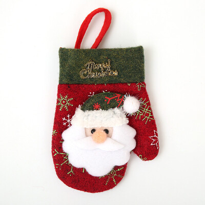 

Cute Christmas Glove Shaped Tableware Holder Bag Fork Spoon Pocket Cutlery Pouch