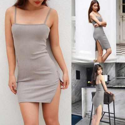 

Women Sexy Summer Solid Bodycon Evening Party Cocktail Club Short Mini Dress