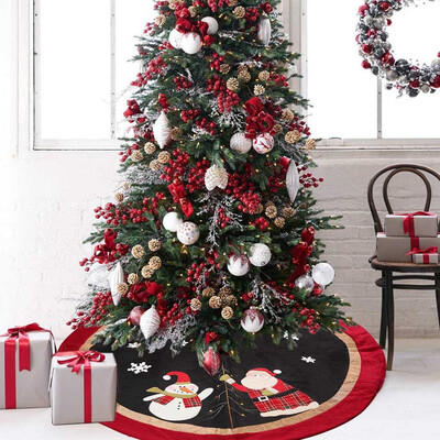 

〖Follure〗Burlap Snowflake Christmas Tree Skirt Ornament 35inch Diameter Christmas