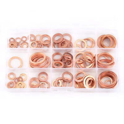 

Greensen 150pcs Metric 15 Sizes Copper Flat Washers Gaskets Assortment Set Kit With Box