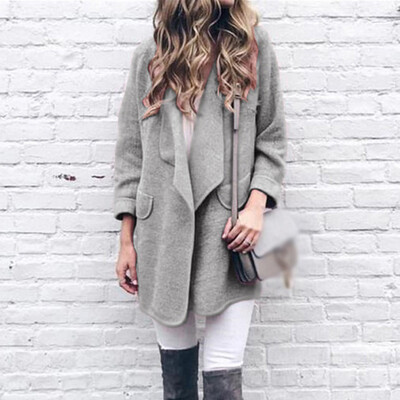 

Women Ladies Fashion Solid Color Slim Coat Cardigan Lapel Long Sleeve Casual