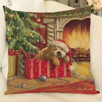 

Siaonvr Christmas Printing Dyeing Sofa Bed Home Decor Pillow Cover Cushion Cover E