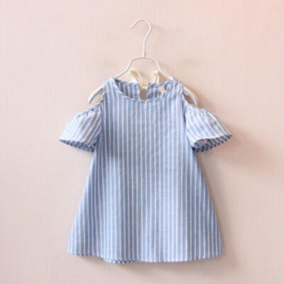 

Kids Baby Girls Short Sleeve Princess Dress Outfit Party Sundress Clothes 2-7Y