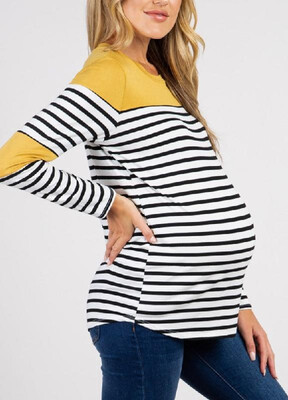 

Casual&Daily Striped Round Neck Maternity Lactation T-shirt