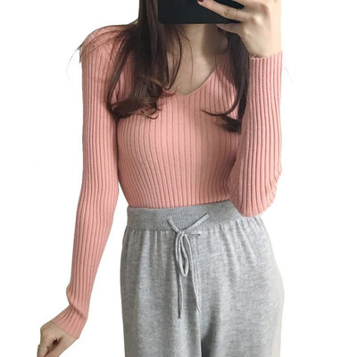 

Womens V Neck Sweater Twist Knot Long Sleeve Oversized Casual Pullover Jumper