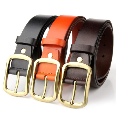 

New ladies leather belt pure leather pin buckle simple wild fine Korean black leather belt women