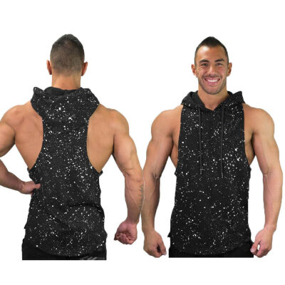 

SUNSIOM Mens Bodybuilding Stringer Workout Gym Hoodie Tank Top Fitness Hooded Shirt Vest