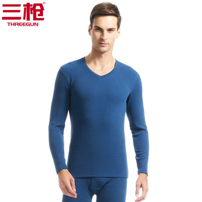 

Three guns thermal underwear men 2018 autumn&winter new product refreshing skin stretch thick cotton round neck v-neck long-sleeved couple autumn clothes long pants womens suit mens deep blue