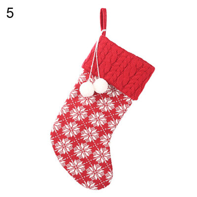 

1Pc Christmas Stocking Elk Snowflake Print Sock Candy Gift Bag Hanging Decor