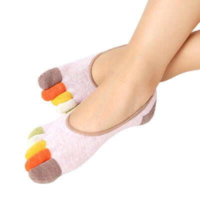 

Fashion Color Blocking Cotton Women Multi-color Low Cut Spring Five Toe Socks