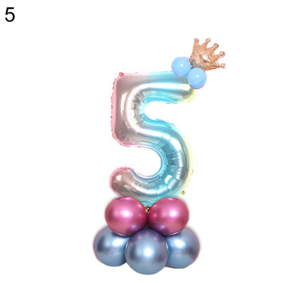 

0-9 Number Crown Foil Latex Balloon Balls Birthday Party Wedding Decor Supplies