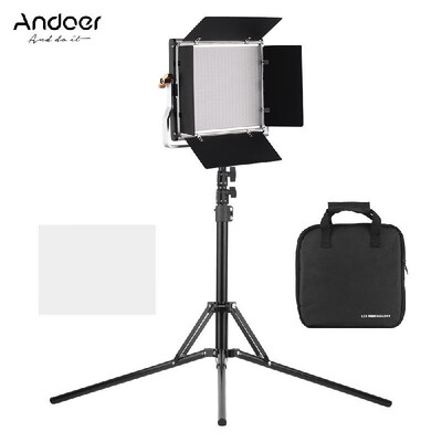 

Andoer Portable Video Light Panel Fill-in Lamp Adjustable Brightness 3200-5600K Color Temperature CRI95 with Light Stand Holder B
