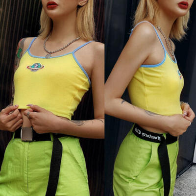 

New Women Slim Tank Tops Casual Print Crop Top Short Sleeve T-Shirt Cami