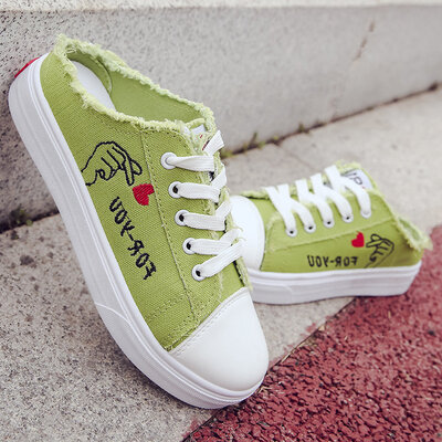 

Canvas shoes female students Korean version of Joker small white shoes with no heel loafers half slippers women flat-bottomed shoe