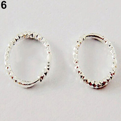 

1 Pair Simple Shiny Smooth Small Wave Big Wave Hoop Snap Closure Circle Earrings