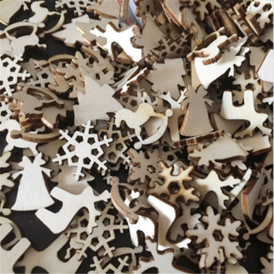 

〖Follure〗60Pcs DIY Craft Christmas Xmas Wood Chip Hanging Ornaments Decor